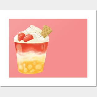 Strawberry and peach parfait Posters and Art